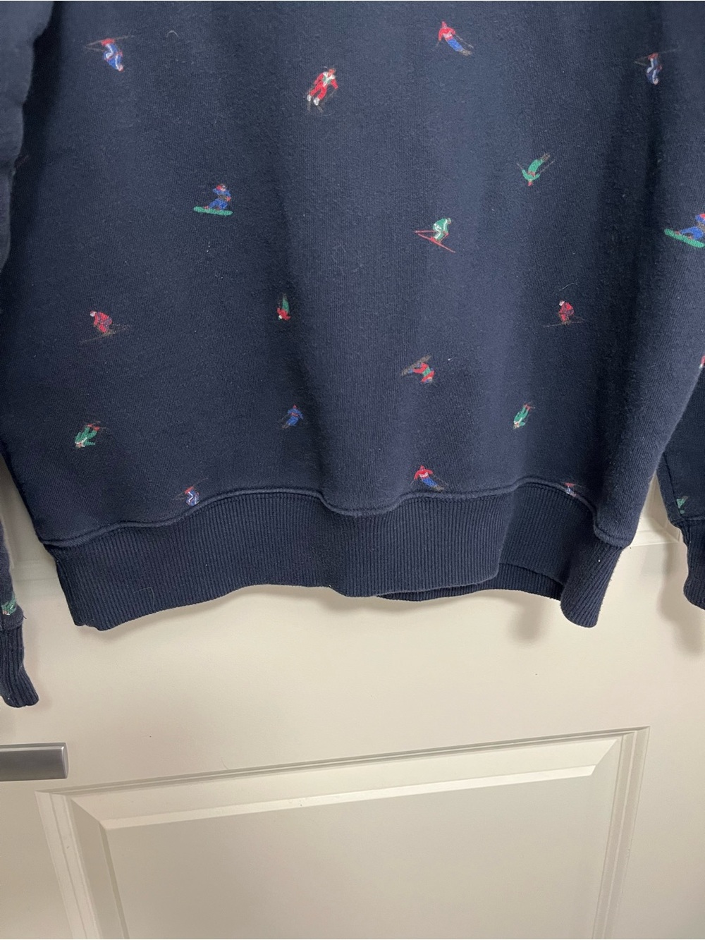 Roots Women's Navy Sweatshirt with Tiny Multicolor Skiers Embroidery in size S - Picture 10 of 13